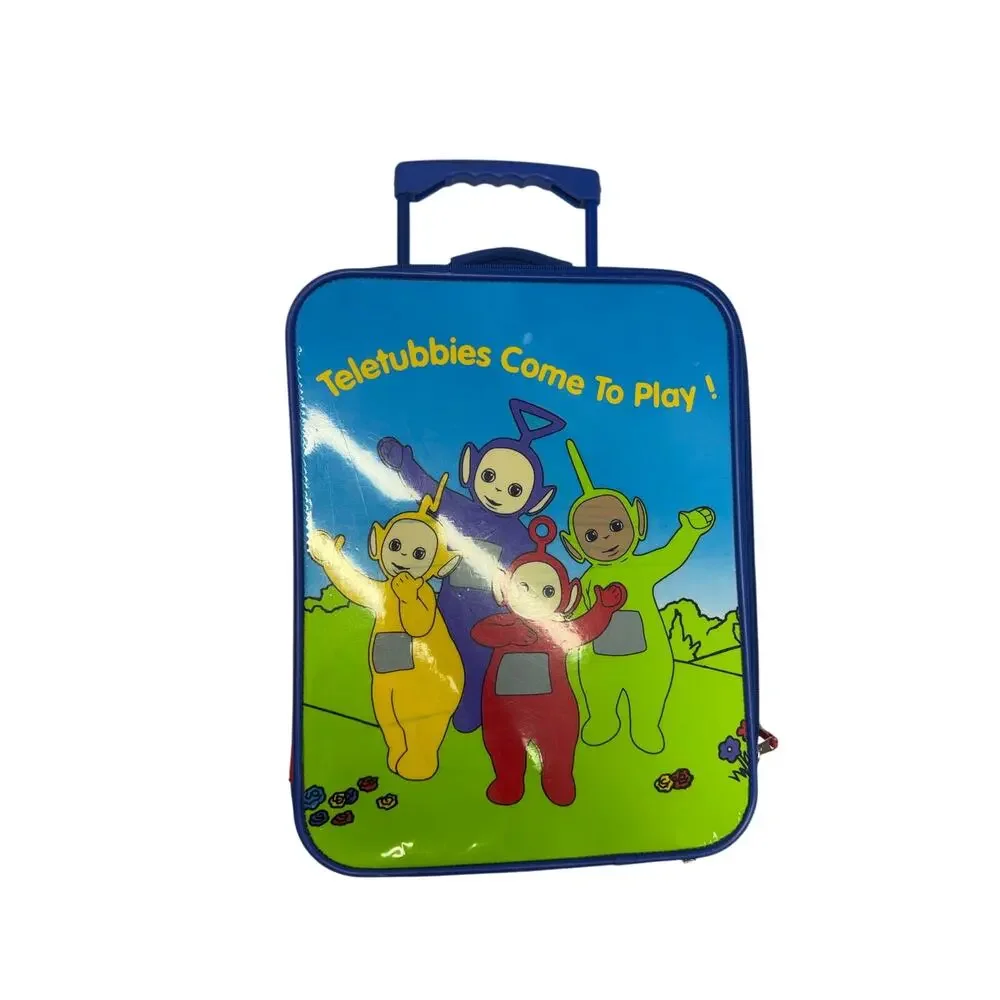 Y2K Vintage Teletubbies Green & red Rolling Suitcase Travel Luggage Carry On